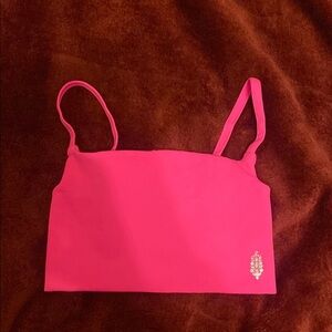 Hot Pink Ribbed Cropped Tank with Embellishment